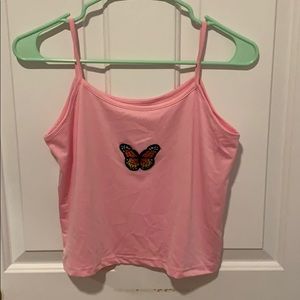 Butterfly Embroidery Crop Cami Top